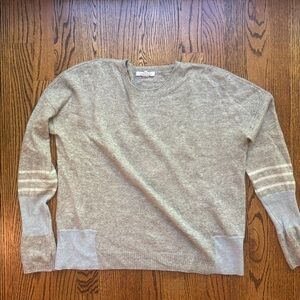 Duffy Gray and Cream Sweater with Striped Sleeves